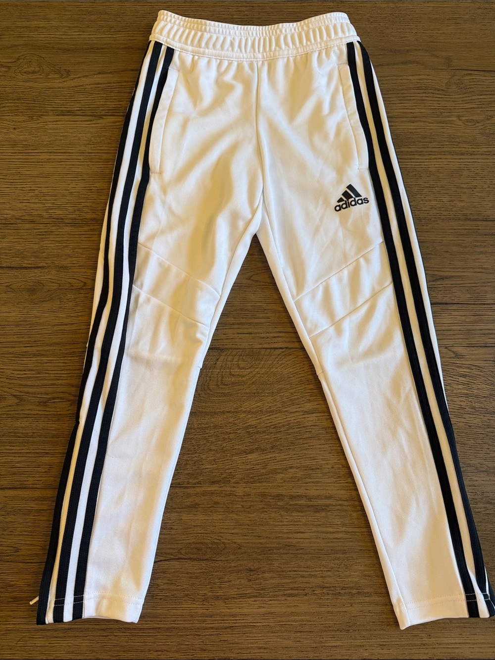 adidas White Jogger Sweatpants with Black Side Stripes